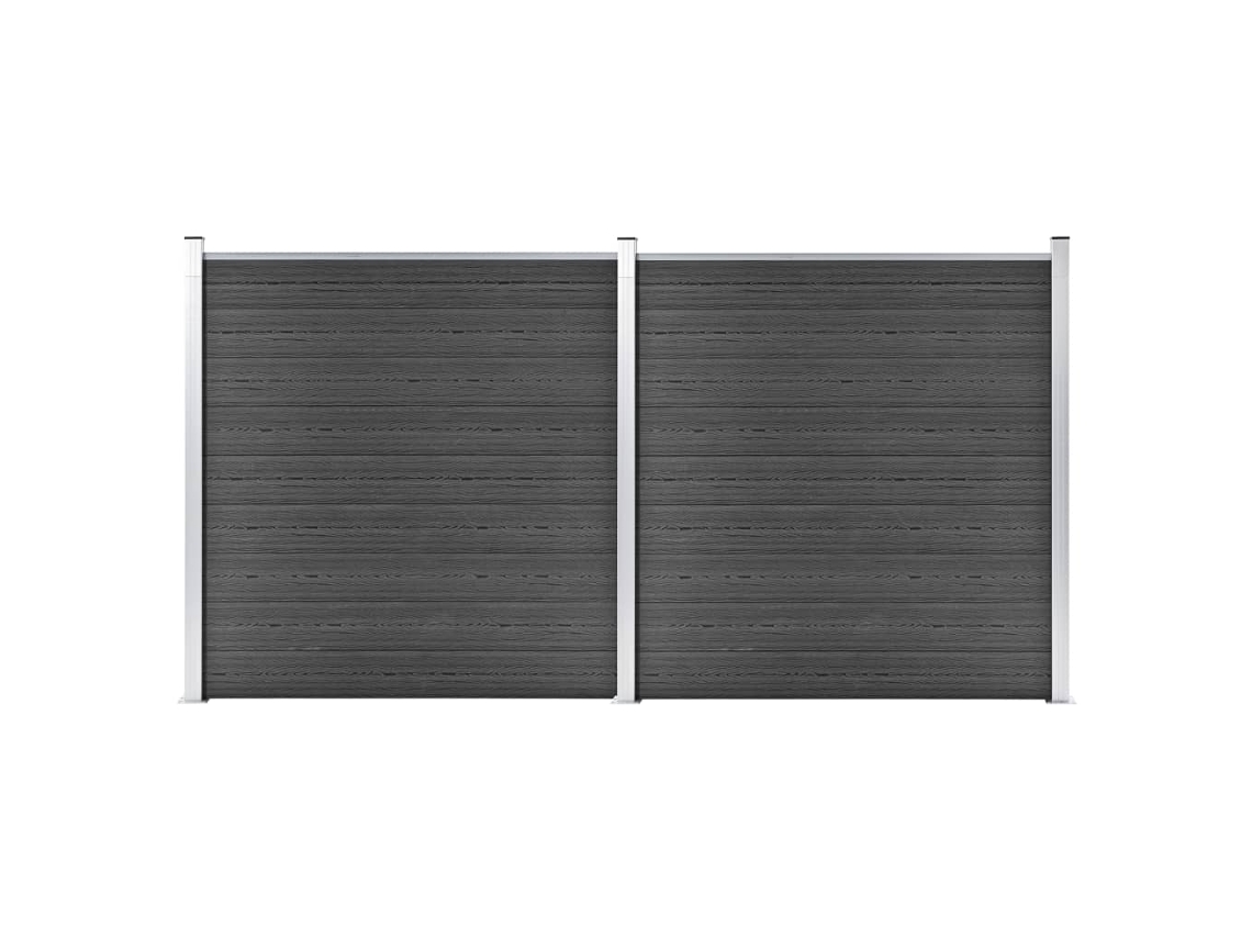 Vidaxl Conjunto De Painel De Vedação Wpc 353x186 Cm Preto