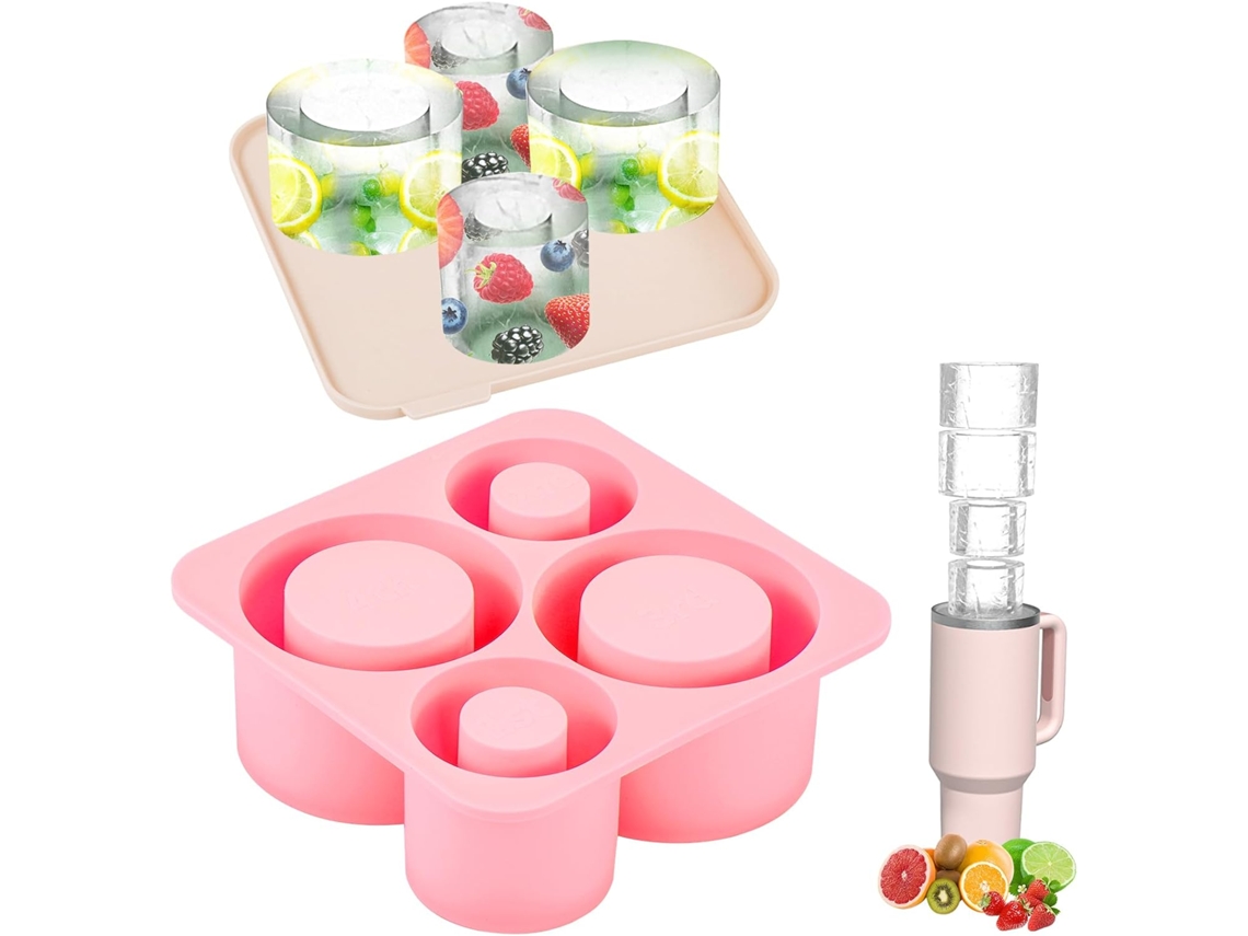 Bandeja de gelo cilíndrica de silicone oca de 4 peças para copos Slowmoose