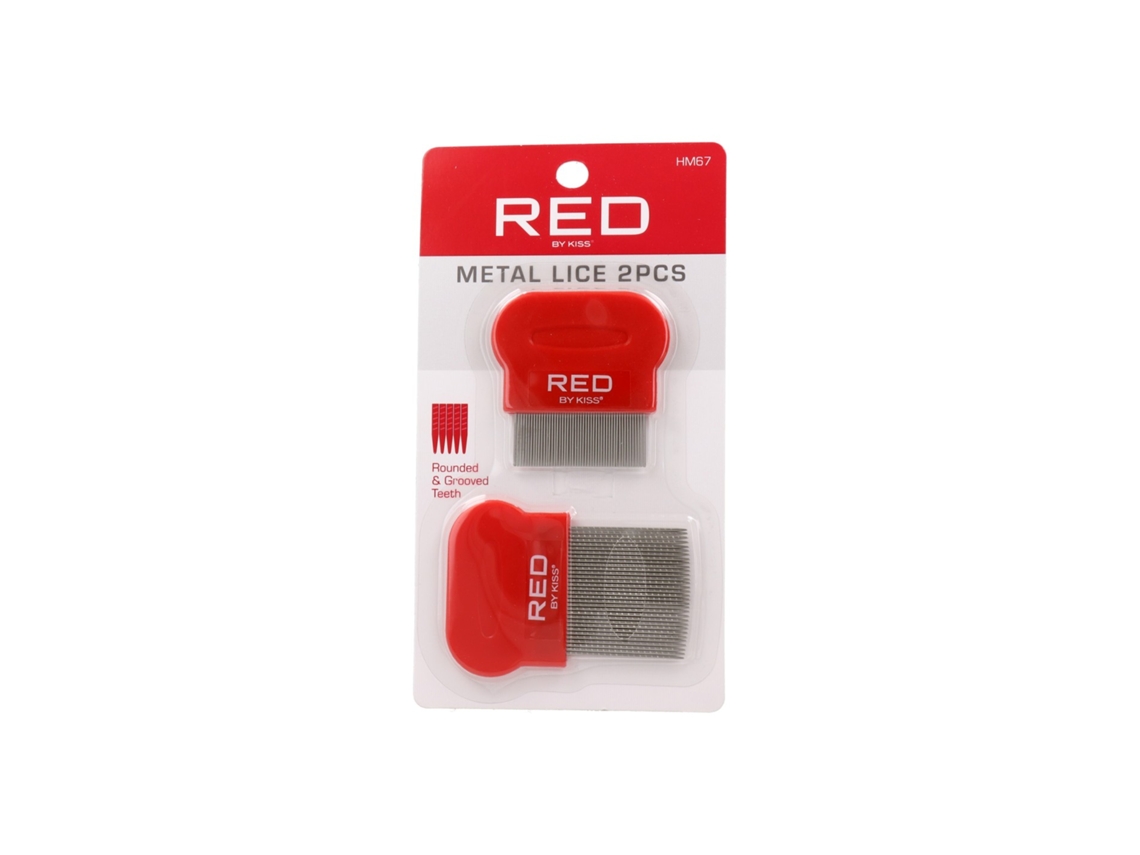 Metal Lice Comb 2 Piezas Peineta Aluminio Red Kiss