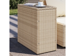 Vidaxl Mesa De Apoio Jardim C/ Tampo Vidro 58x27,5x55 Cm Vime Pe Bege