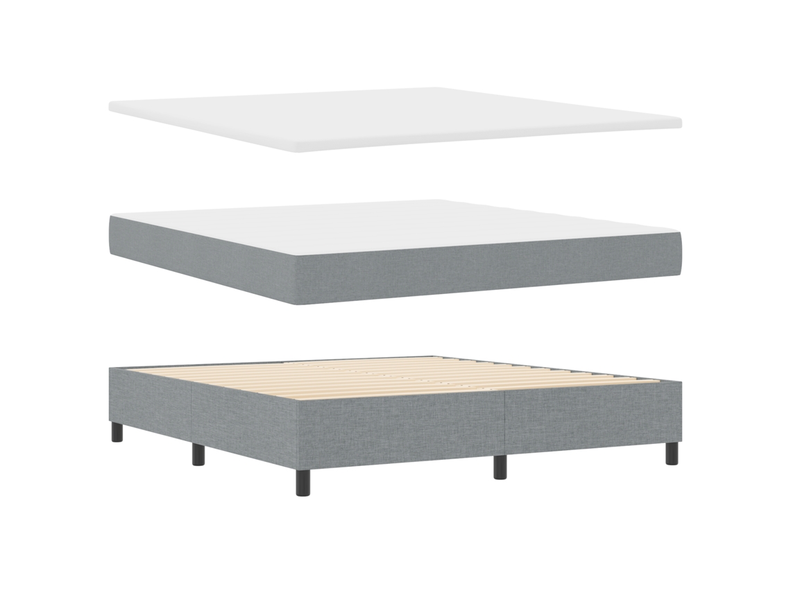 Conjunto 1 Cama Box Vidaxl Cinzento-claro Tecido (180 X 200 Cm)