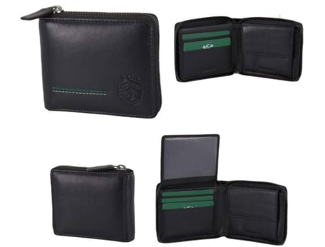Carteira Unissexo Sportingcp Documentos Fecho Total Preto