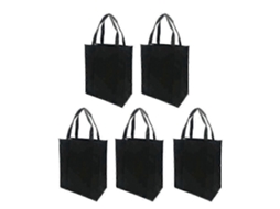5pcs Tecidos Não Tecidos Saco de Compras Bolsa Dobrável Bolsa Dobrável para Compras Ao Ar Livre GOKOCO (preto, 30x25x10cm)