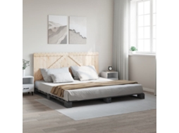 Estrutura De Cama Com Cabeceira 200x200 Cm Pinho Maciço Cinza