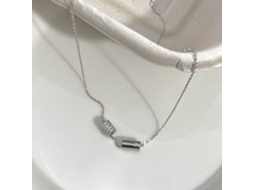 Colar com Pingente Duplo em Prata S925, Design Elegante e Sofisticado, Formato Cilíndrico, na Altura da Cintura . MDUG (ouro Branco)