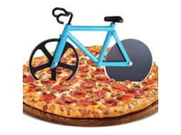 Cortador De Pizza De Hoja Doble De Acero Inoxidable Con Revestimiento Antiadherente Y Soporte Azul