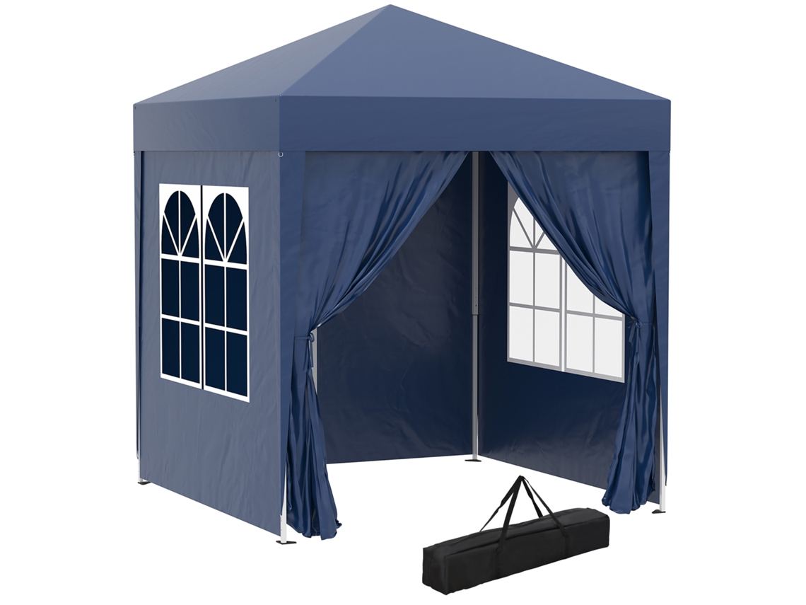 Gazebo Dobrável Pop up 2x2m com 4 Paredes Removíveis em Poliéster e Aço, Azul E TOWN COMMERCE GMBH