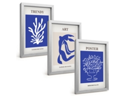 Pinturas Murais Modernaspôsteres Abstratos De Matisse Moldura Prateada Fotos Para O Corredor Espelharte (3 Peças 20x30 Cm)