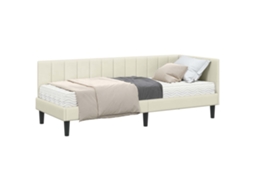 Conjunto de 2 Estruturas de Cama de Canto com Colchão Creme Veludo MAISON EXCLUSIVE