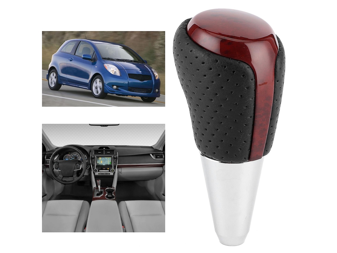Artificial Leather Gear Shift Knob Fit For Camry Rav4 Landcruiser Corolla Highlander Black Perforated Red Wood