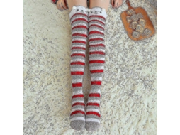 Meias De Lã Coral Macia Até O Joelho, Ideias Para O Inverno, Para Meninas E Mulheres. Meias Listradas Com Estampas De Animais Flufos E Desenhos Animados