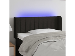 Vidaxl Cabeceira De Cama C/ Luzes Led Tecido 83x16x78/88 Cm Preto