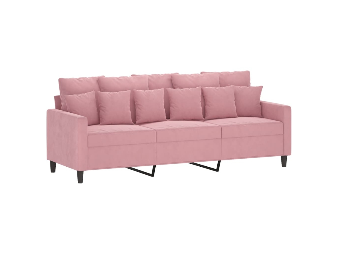 3-seater Sofa, 3-seater Sofas Vidaxl Cor-de-rosa Veludo (n/a)