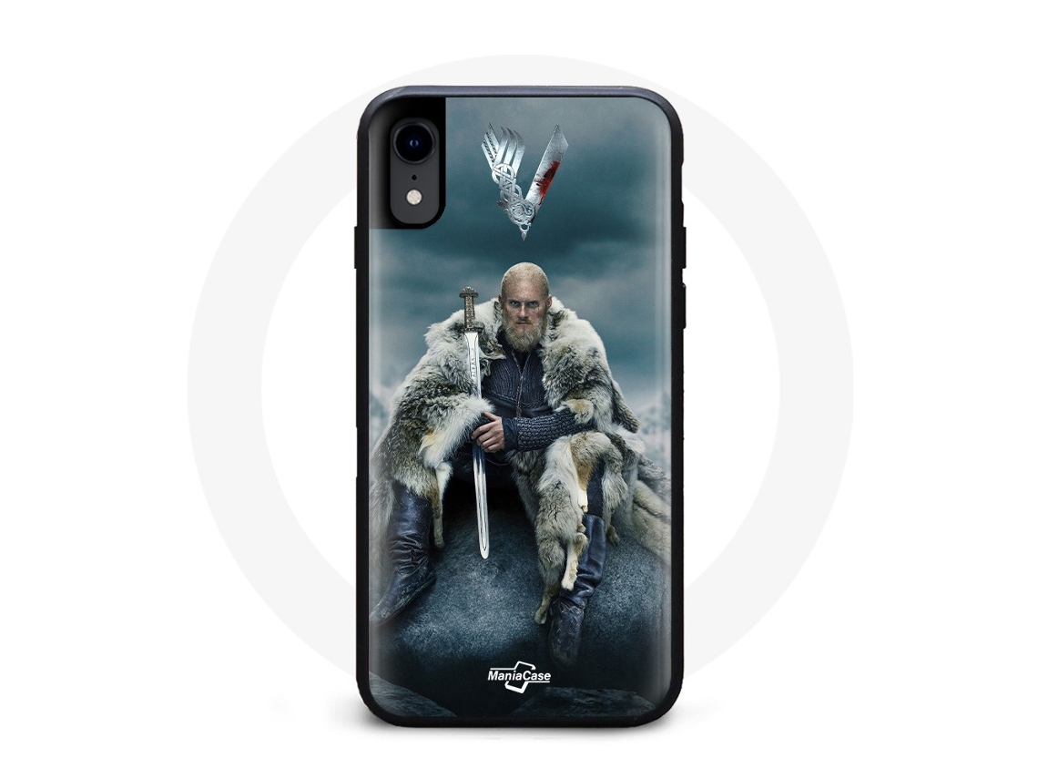 Capa para Iphone X Vikings Series Temporada 6 Ragnar Lothbrok Logotipo V Epée Cinzento Fundo Brouillard MANIACASE