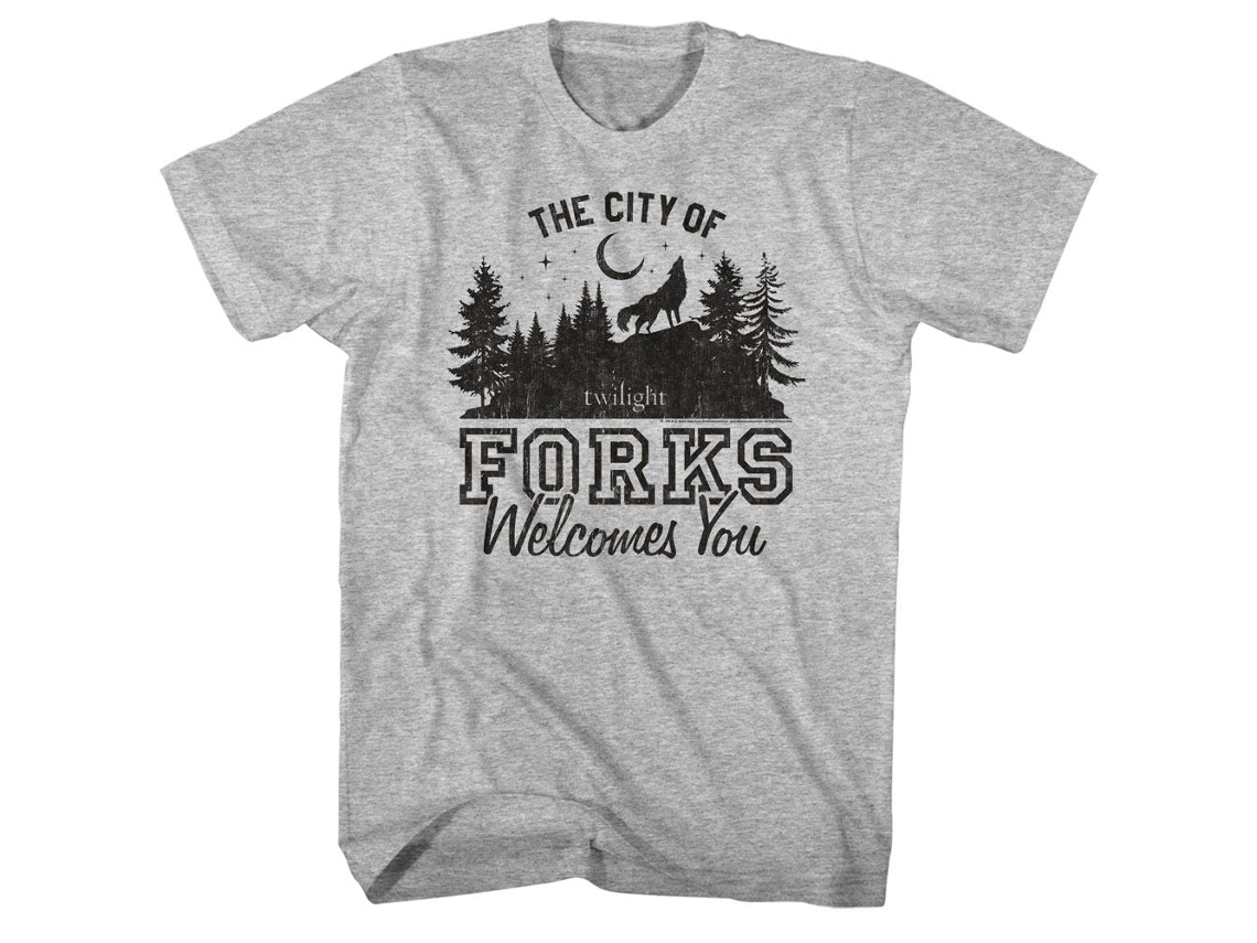 Unisex Adult T-shirt Rockinstone Twilight Movie The City Of Forks Gray Sizexxl