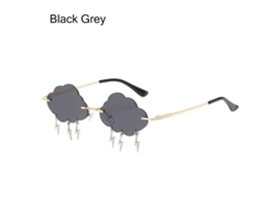 2026-gafas De Sol Sin Marco Retro Con Nubes Y Borla Diamante Uv400 Moda Unisex Vintage H-negro Gris