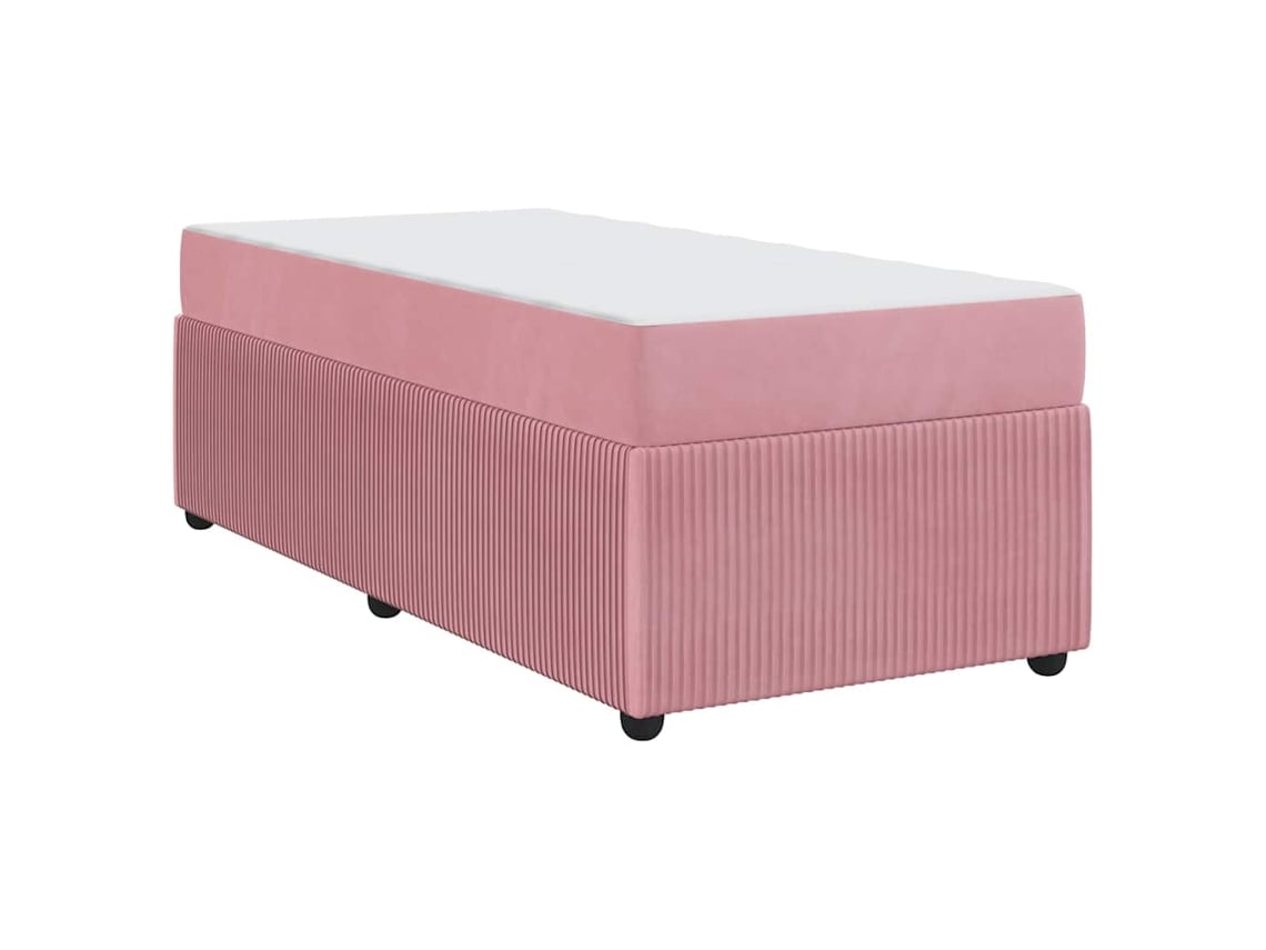 Estrutura De Cama Moderna Com Colchão Vidaxl Rosa Veludo (90x190 Cm)