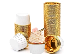 2026 50 Copos de Muffin Desechables de Papel Antiadherente Blanco/oro para Cupcakes