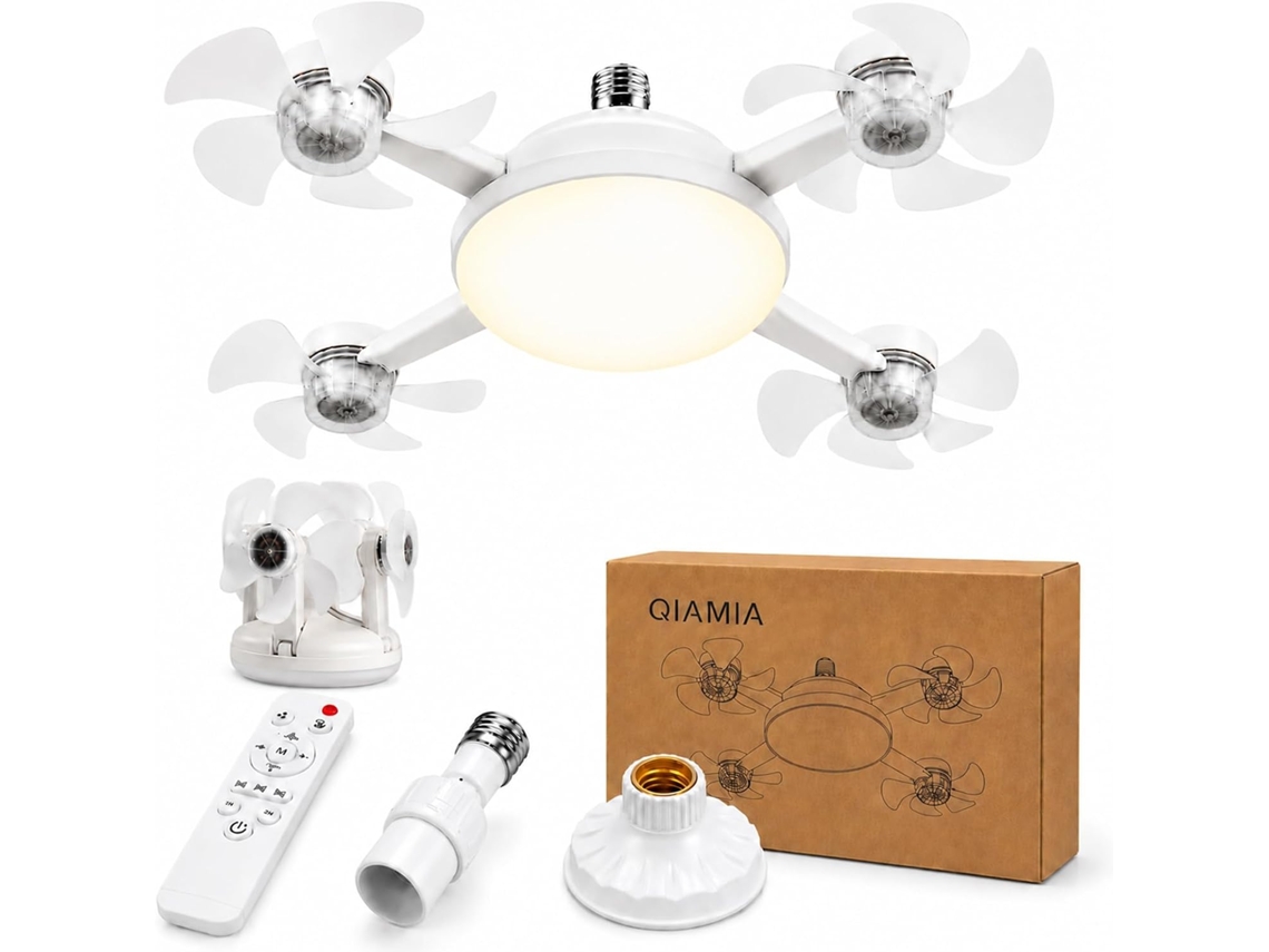 Ventilador De Teto Drone Com Luz, Soquete E27 Controle Remoto,