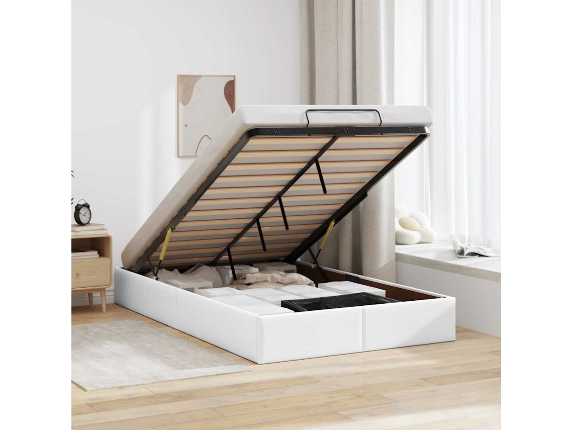 Vidaxl Estrutura De Cama Otomana Sem Colchão 120x200 Cm Branca