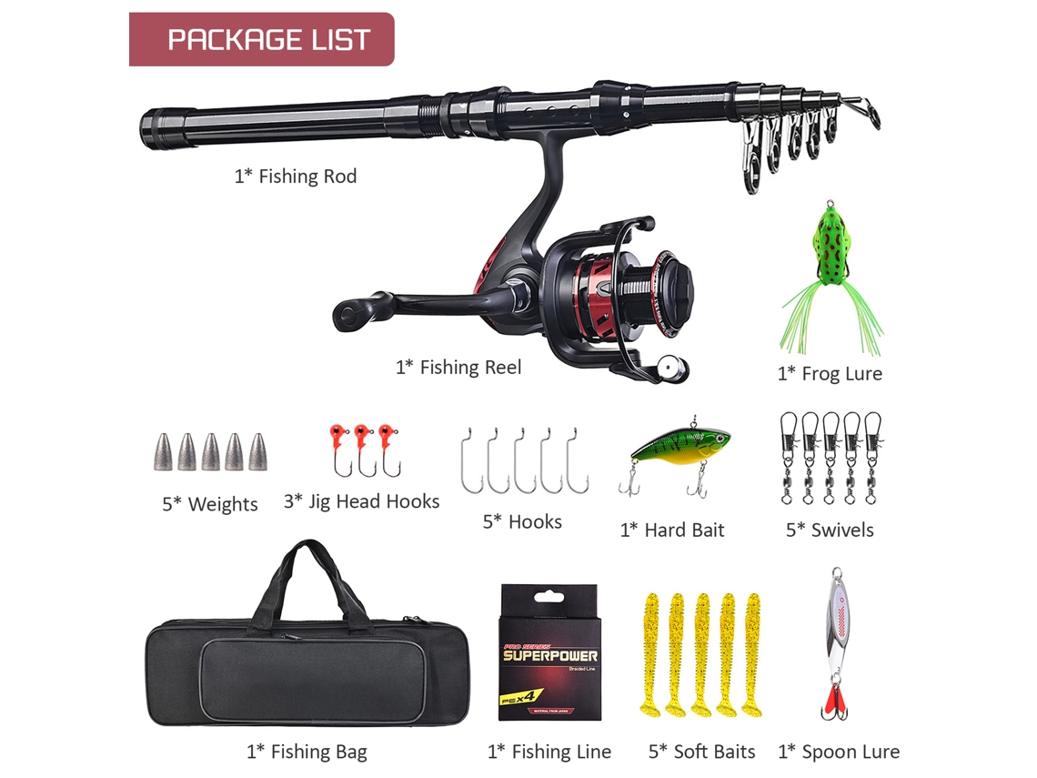 Combo Vara e Molinete de Pesca Telescópica 180 270cm