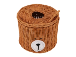 Capa para Caixa de Papel Higiênico Urso em Rattan | S/MARCA
