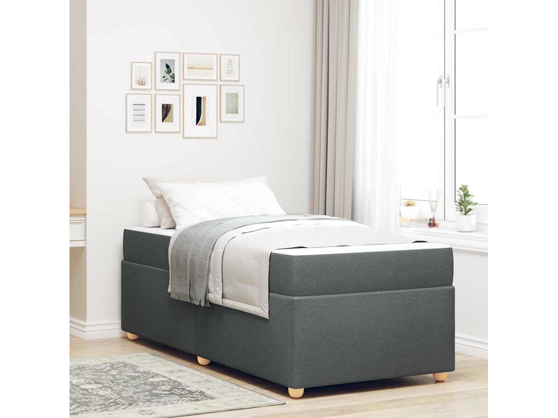 Vidaxl Estrutura Da Cama Com Colchão Cinza Escuro 90 X 190 Cm Tecido