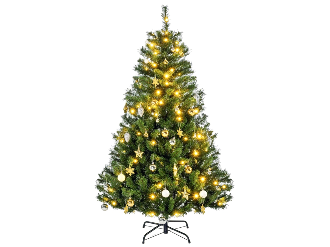 Árvore De Natal Artificial 150 Cm Com Enfeites Incluídos, 511 Pontas E 120 Luzes Led, Verde
