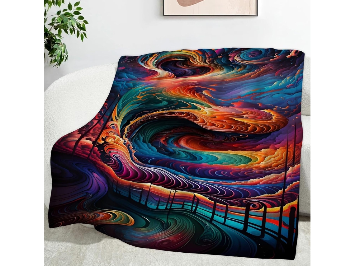 Manta Artística Vector 130x150 Cm Multifuncional Macia e Aconchegante em Flanela Ideal para Cama Escritório Co