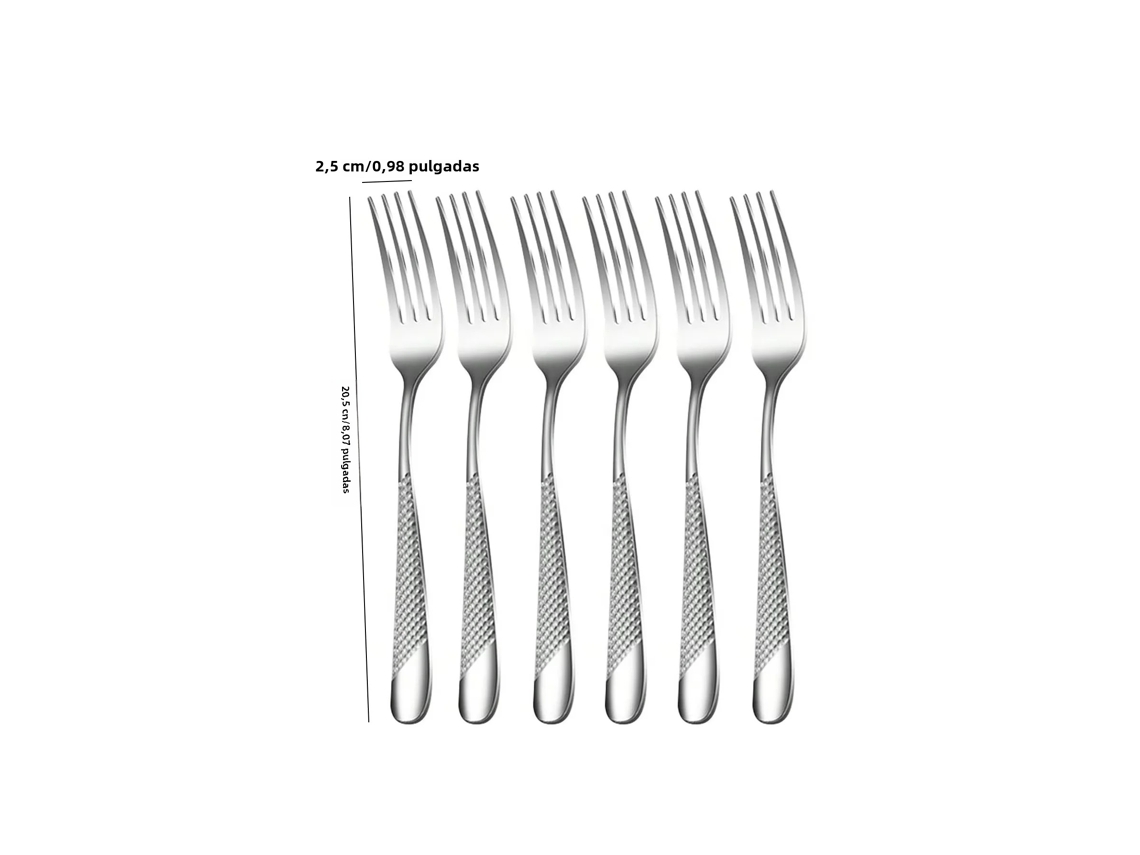 Conjunto de Talheres Silver Star Diamond em Aço Inoxidável : Faca, Garfo e Colher. MDUG (6 Peças)