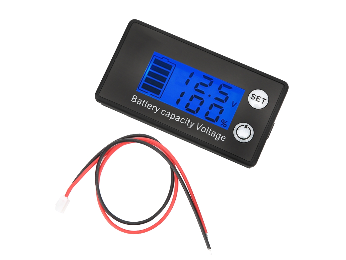 Medidor de Bateria Digital LCD, 2 fios, 7-68v, com backlight azul, para baterias de lítio e chumbo ácido YURU S/MARCA