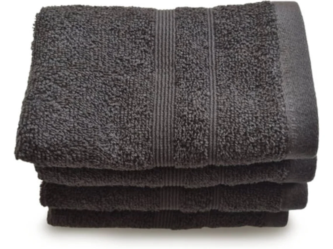 Conjunto 4 toalhetes ONÍRICA Ibiza Cinzento 30x50cm, 100% Algodão 450gr/m2
