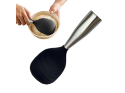 Colher De Arroz Antiaderente De Silicone Resistente Ao Calor Com Cabo Ergonômico Para Cozinhar Sopas, Preta.