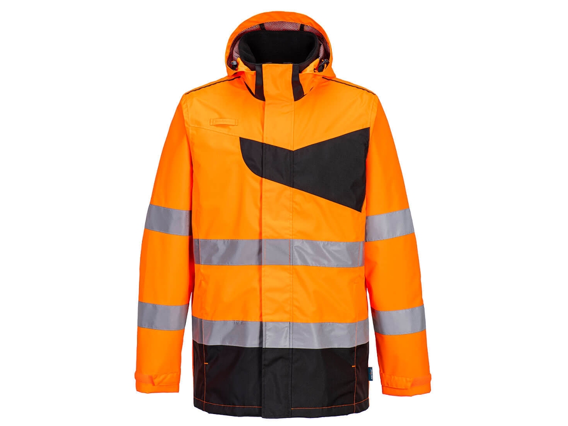 Jaqueta De Chuva De Alta Visibilidade Pw2 – Segurança E Estilo Laranja Preto / S