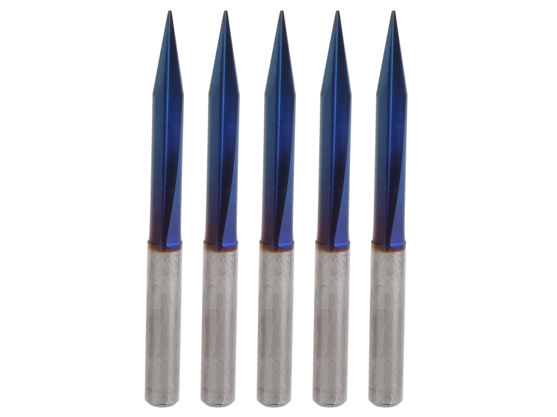 5 Peças De Brocas De Gravura Em V Com 2 Lâminas, Ranhuras Retas 4x0.5x20mm, Ferramentas De Fresamento Azuis