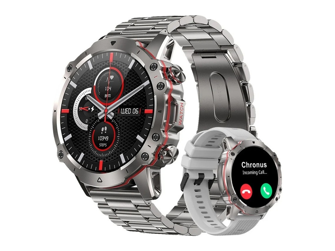 Smartwatch Bestvite Ak56 Prata Bluetooth Chamada De Voz Masculino À Prova Dágua Prata