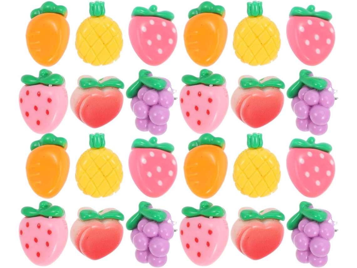 Ultechnovo 30 Tachinas Decorativas em Resina e Metal em Formato de Frutas e Legumes, Vários Estilos, Resistentes ao Desgaste