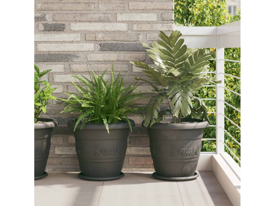Vidaxl Vasos De Plantas 24 Unid. Preto Ø 39 X 32 Cm Plástico