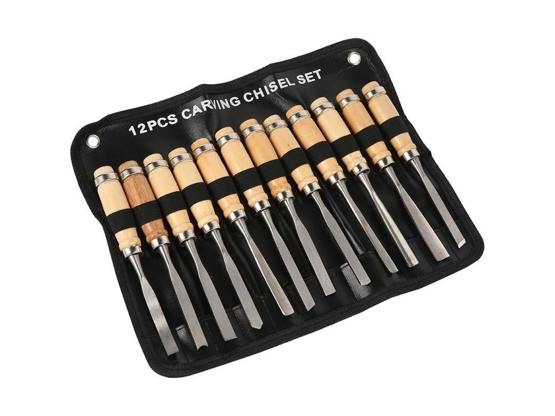 Juego Herramientas Tallado Madera 12 Piezas Cuchillos Profesionales Mango Madera Acero Carbono Resistente