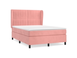 Cama com Molas/colchão 140x190 Cm Veludo Rosa MAISON EXCLUSIVE
