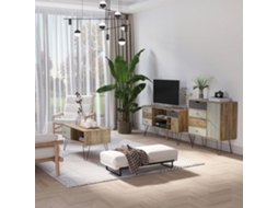 Rack Para Tv Estilo Boho Com Prateleiras, 4 Gavetas E Pés De Metal, Mesa Para Tvs De Até 50 Polegadas, 120x39x64 Cm, Marrom