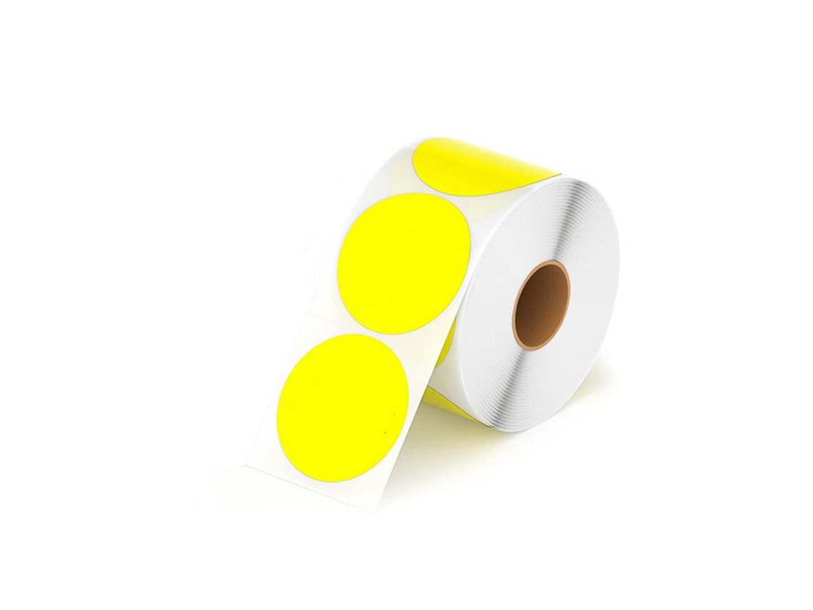 Etiqueta Térmica Autoadesiva Redonda, Feita de Material para Etiquetas Térmicas e Papel Autoadesivo. MDUG (amarelo 30mm)