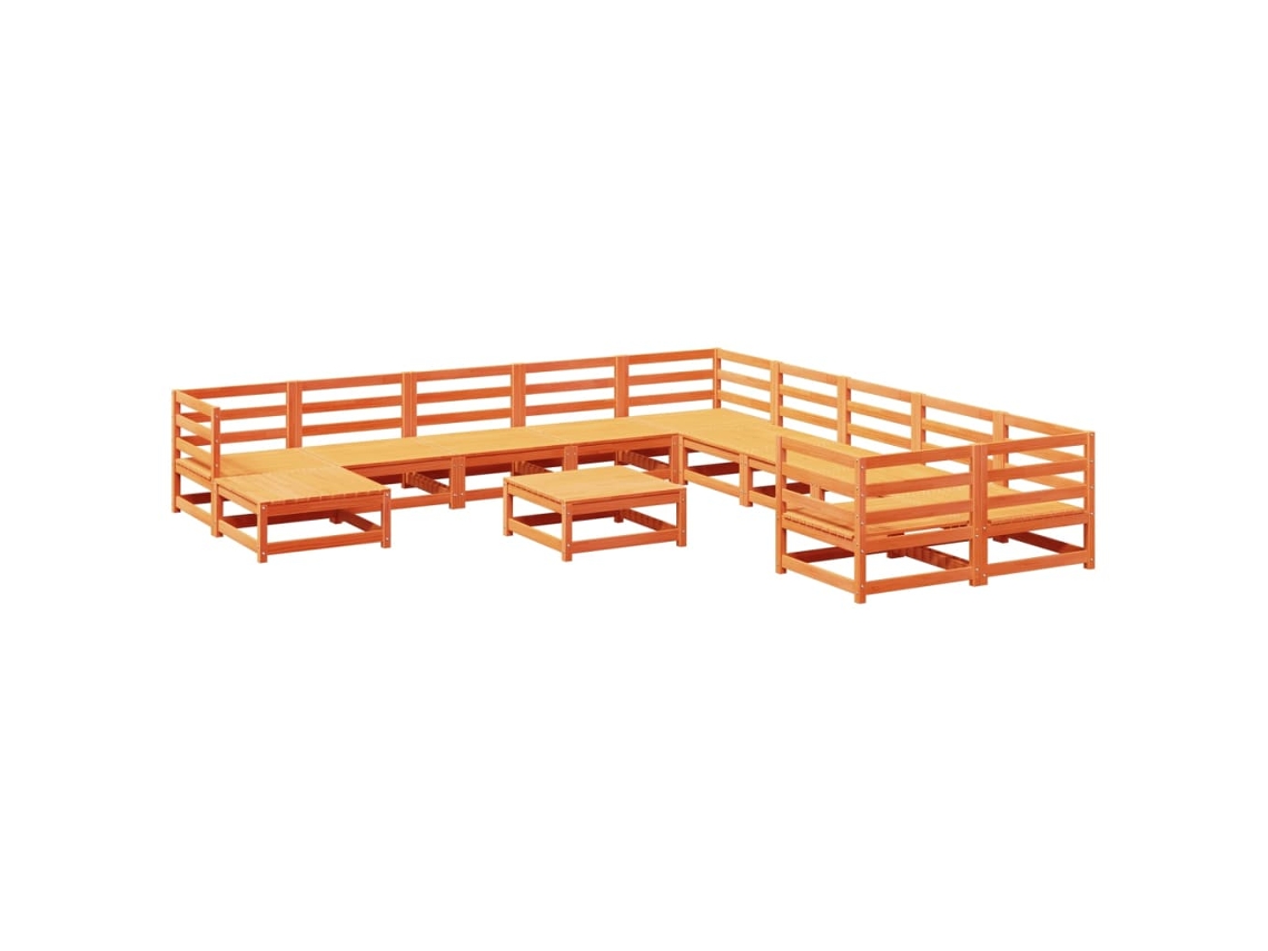Conjunto de 12 Sofás de Jardim Madeira de Pinho Castanho Mel MAISON EXCLUSIVE