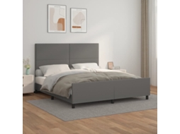 Vidaxl Estrutura Cama C/ Cabeceira Couro Artificial 160x200cm Cinzento