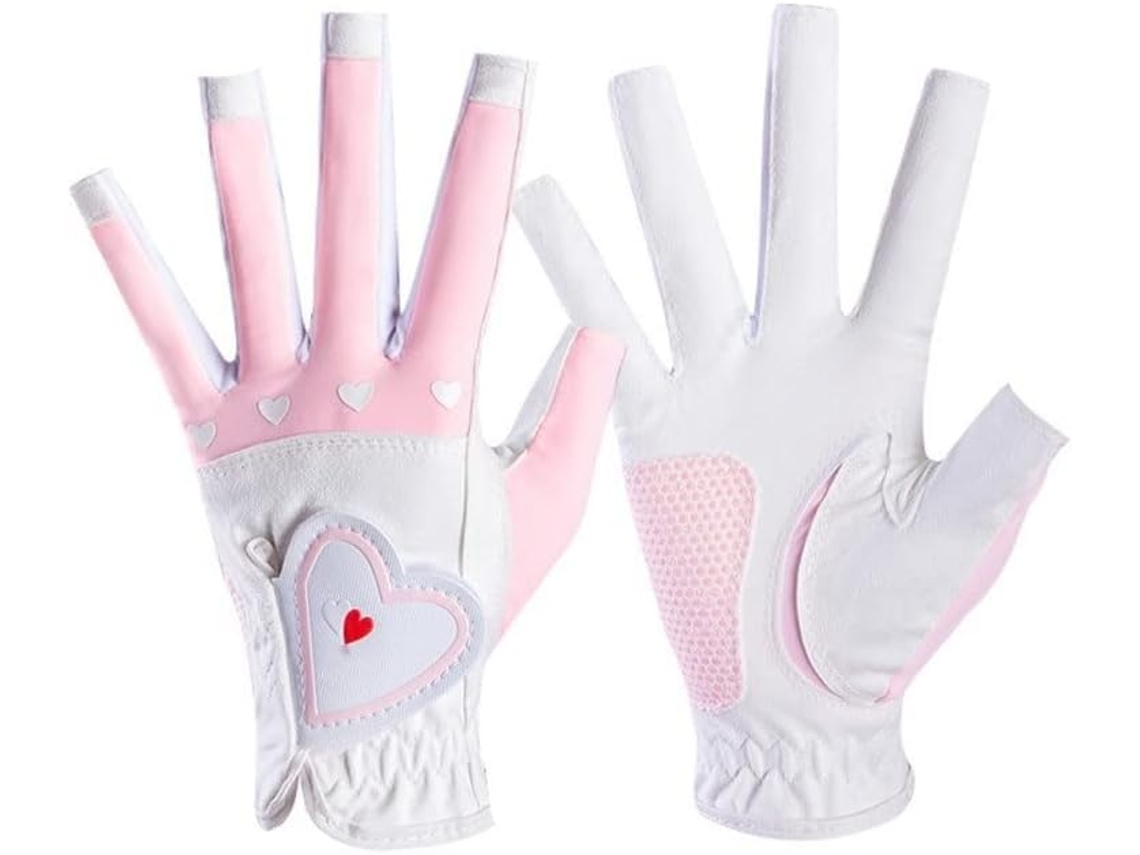 1 par de Luvas de Golfe femininas, sem dedos, com grânulos, para mulheres e meninas | S/MARCA