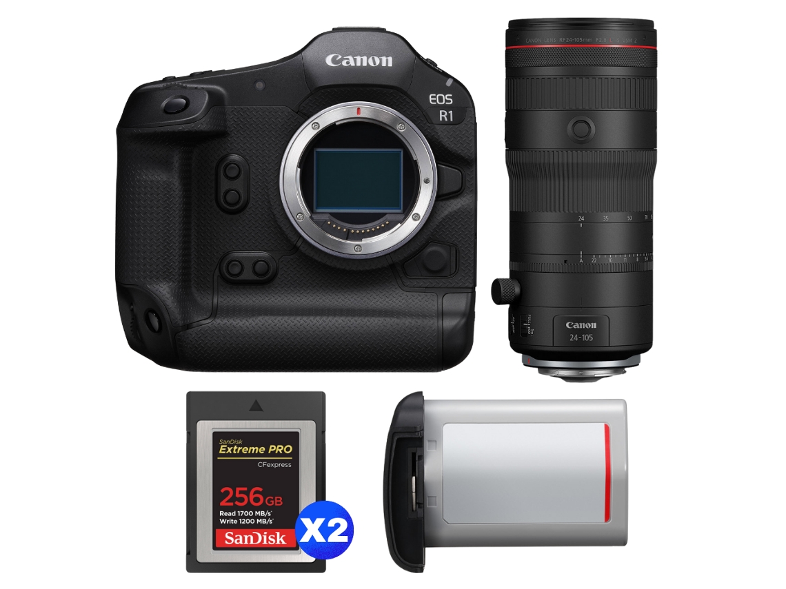 Eos R1 + Rf 24 105mm F/2.8 L Is Usm Z + 2 Sandisk 256gb Extreme Pro Cfexpress Type B + Canon Lp e19 + Ebook Pricedirect CANON