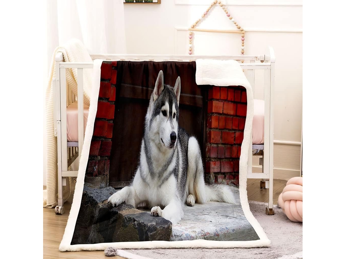 Manta com Estampa 3d de Cachorro em Microfibra 180x220cm