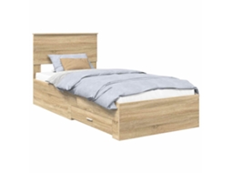 Estrutura da Cama Carvalho Sonoma e Prata 75 X 190 Cm MAISON EXCLUSIVE