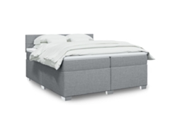 Vidaxl Cama Com Molas/colchão 200x200 Cm Tecido Cinza-claro