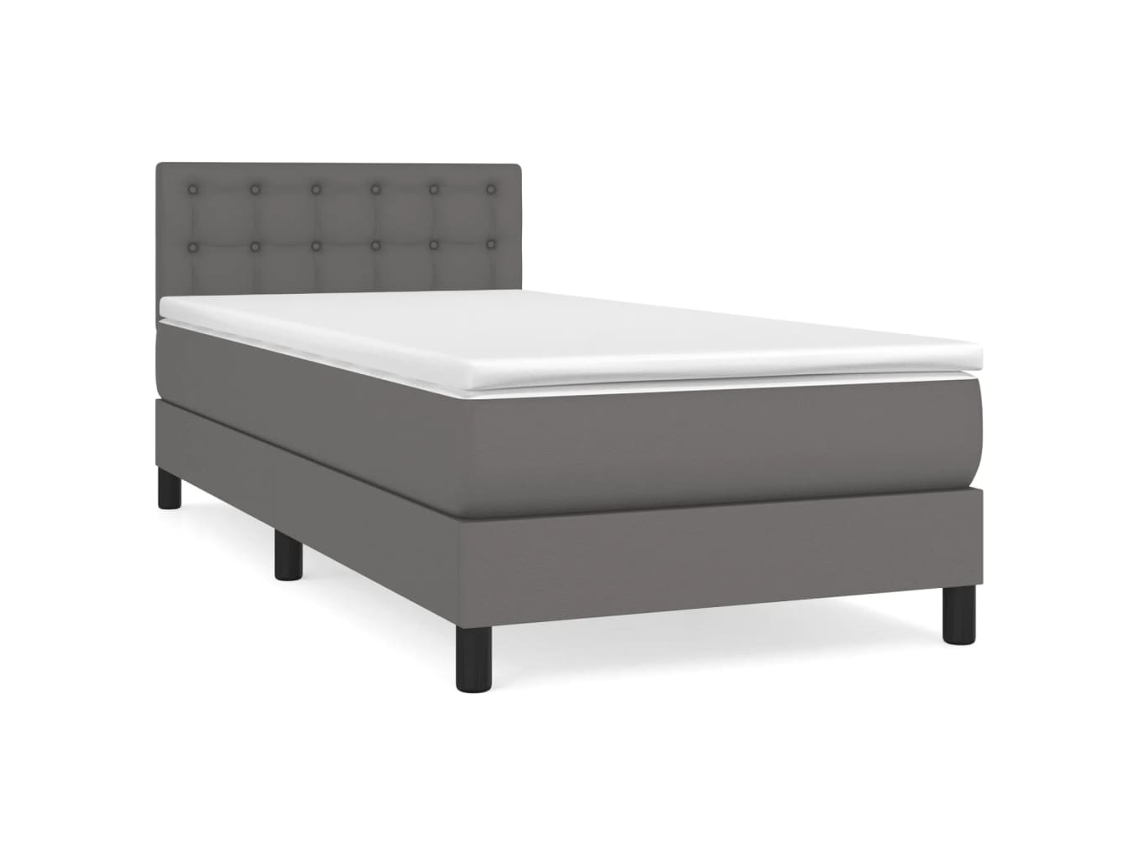 Cama com Molas Couro Artificial Cinza MAISON EXCLUSIVE 80x200 cm